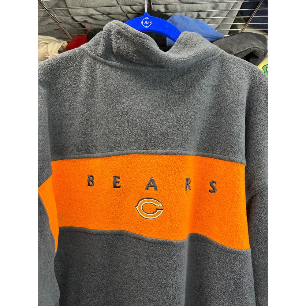 NFL Chicago Bears Quarter Zip Fleece Pullover Grey Orange Colorblock Mens 2XL - Picture 6 of 9